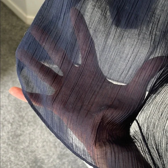 J. Crew Sheer Navy Blue Summer Long Sleeve Lace Blouse - Picture 6 of 7